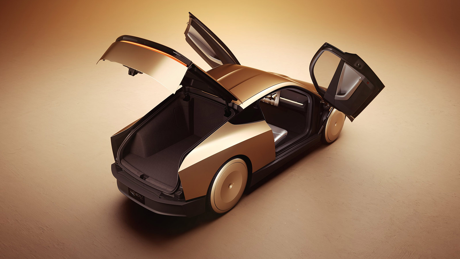 Tesla CyberCab studio overhead view